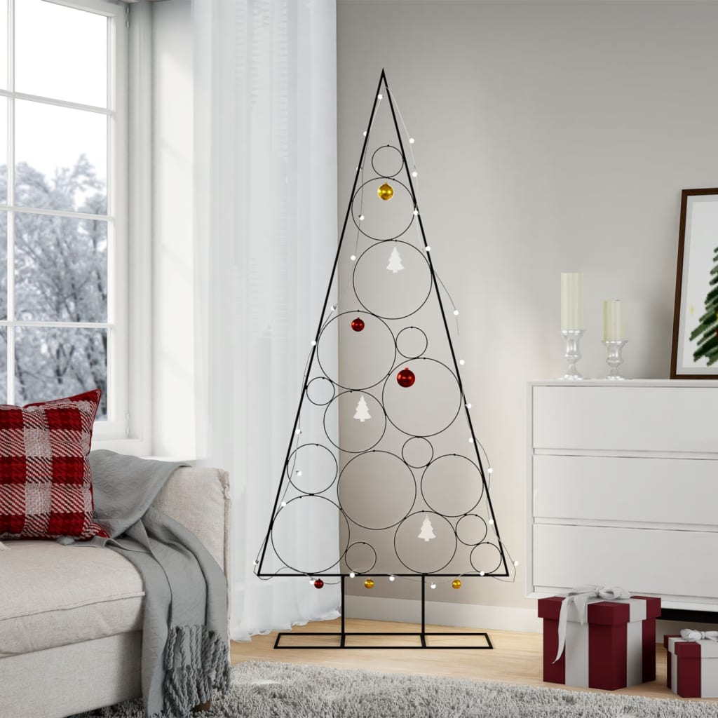 Metal Christmas Tree for Decoration Black 180 cm